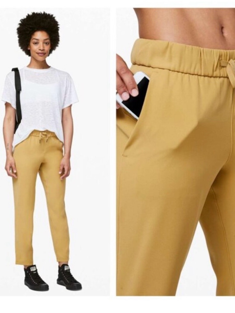 lululemon In the fly athletica Womens Drawstring Track Pants in Mustard Size 4 - Picture 1 of 8